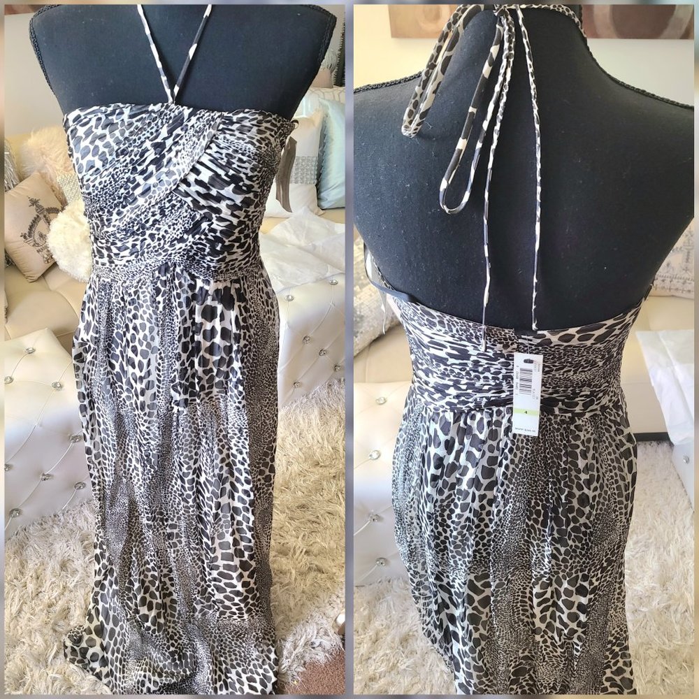 RARE Laundry By Shelli Segal Silk Animal Print Long Maxi Dress Sz 4